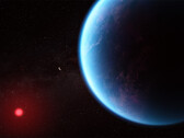 En visualisering av K2-18b baserad på aktuella vetenskapliga data, som visar hur den avlägsna exoplaneten kan se ut. (Bildkälla: NASA, ESA, Joseph Olmsted)