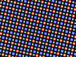 OLED-skärmen använder en RGGB-subpixelmatris baserad på en röd, en blå och två gröna ljusdioder.