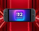 Modell av Switch 2 OLED-konsolen visas