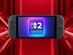 Modell av Switch 2 OLED-konsolen visas