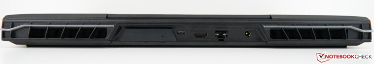 Tillbaka: USB-C 3.2 Gen 2×1 (DisplayPort 1.4a), HDMI 2.1 (G-SYNC-kompatibel, HDCP 2.3), RJ45 Port 2.5 Gb/s (LAN), AC-adapter