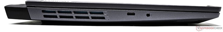 Vänster: USB 3.2 Gen2 Type-C med DisplayPort 1.4-utgång och 140 W Power Delivery, 3,5 mm kombinationsljuduttag