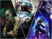 Cyberpunk 2077, RoboCop: Rogue City, Ninja Gaiden 4 (från vänster till höger).