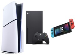 Från vänster till höger: PS5 Slim, Xbox Series X, Nintendo Switch. (Bildkälla: Amazon, redigerad)