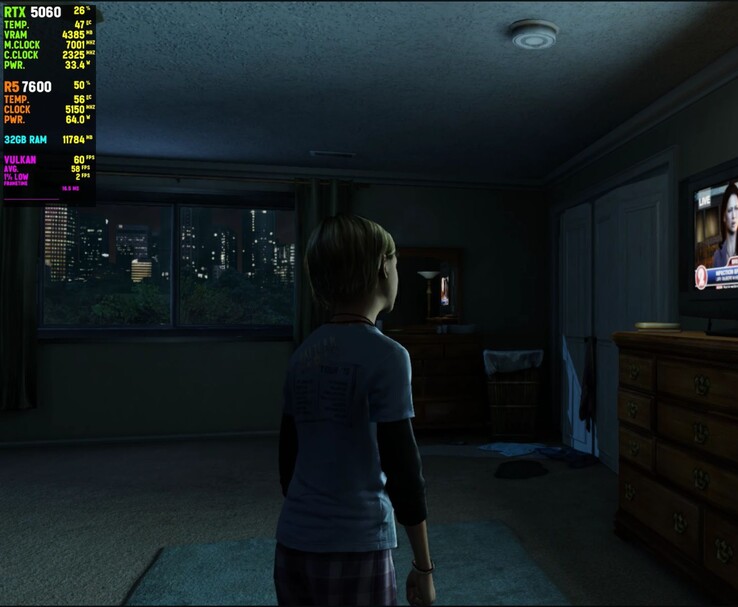 Spelskärmdump från The Last of Us Remastered som körs på shadPS4 med ett RTX 5060-grafikkort