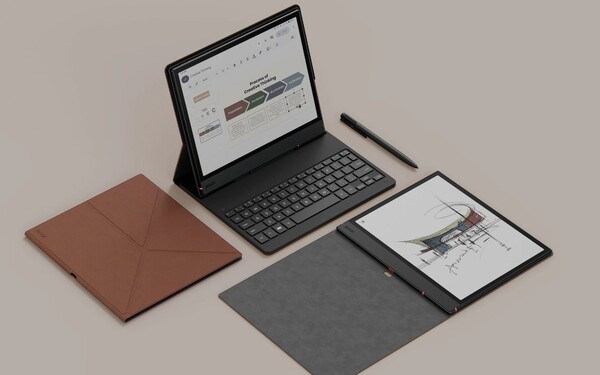 Boox Note Air5 C levereras med ett gratis fodral och penna, men tangentbordsskyddet måste köpas separat eller som ett paket. (Bildkälla: Boox)