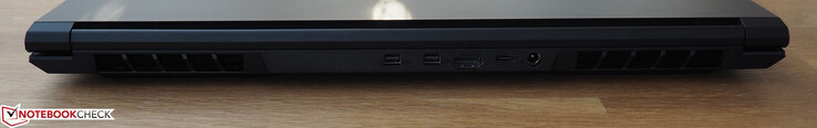 Baksidan: 2x Mini DisplayPort 1.4, HDMI 2.0, USB 3.0 (Typ C), ström
