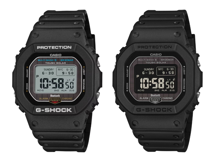 Klockorna Casio G-Shock GW-BX5600-1 (vänster) och GW-BX5600-1A1 (höger). (Bildkälla: Casio, redigerad)