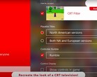 En Nintendo Switch 2-konsolskärm som visar sin exklusiva förmåga att återskapa ett CRT-liknande visningsalternativ (bildkälla: Nintendo of America YT)