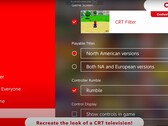 En Nintendo Switch 2-konsolskärm som visar sin exklusiva förmåga att återskapa ett CRT-liknande visningsalternativ (bildkälla: Nintendo of America YT)