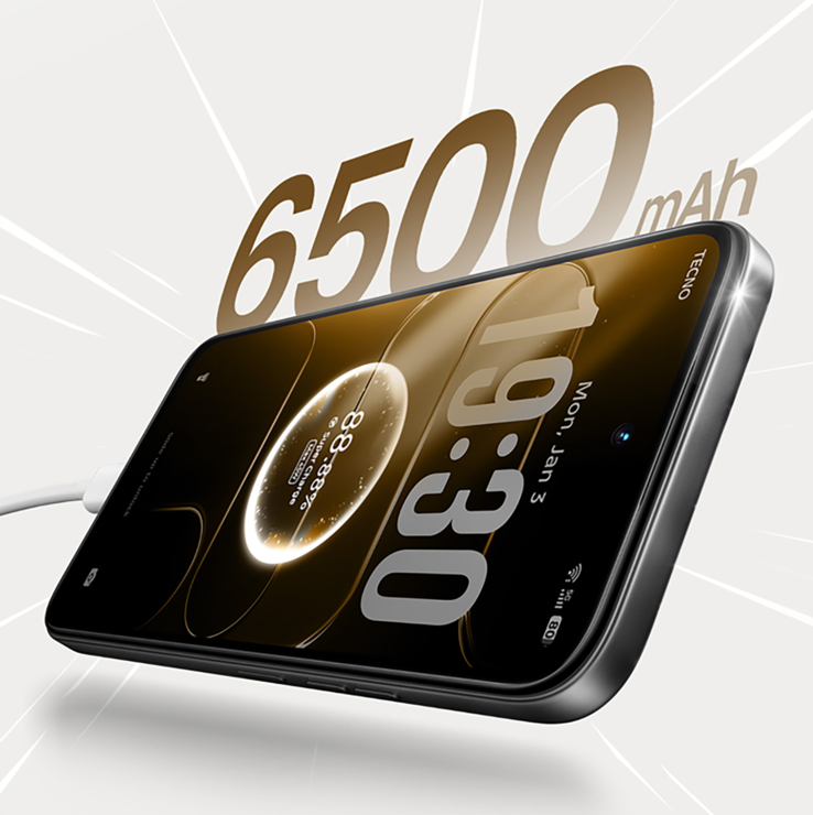 Tecno Spark 50 5G har ett 6 500 mAh batteri