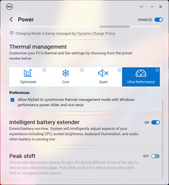 Fyra effektprofiler: Optimerad, Cool, Tyst och Ultraprestanda