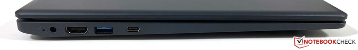 Till vänster: Strömförsörjning, HDMI, USB-A (3.1 Gen.1), USB-C (3.1 Gen.1, Power Delivery, DisplayPort)