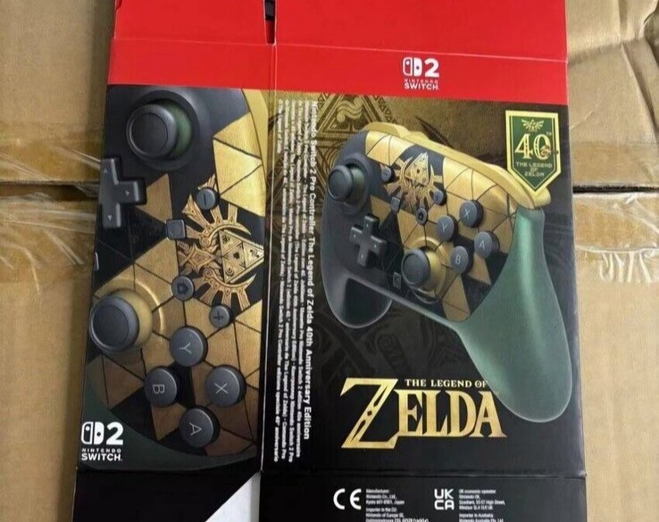 Switch 2 Pro-kontroll med Zelda-tema.