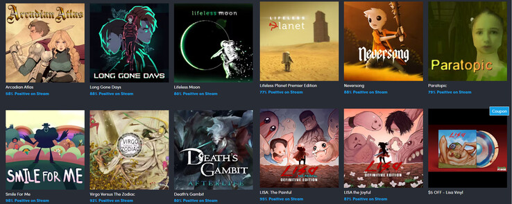 Alla spel som ingår i Humble Bundle Serenity Forge-paketet (Bildkälla: Humble Bundle)