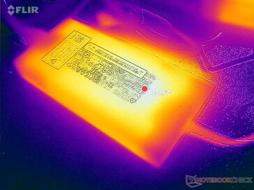 AC-adaptern kan nå över 45 C när du spelar under långa perioder