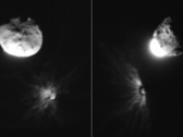 Foton tagna av italienska LICIACube av asteroiden efter nedslaget (Bildkälla: NASA, ASI och University of Maryland; beskuren)