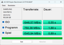 Benchmark för AS SSD-kopiering