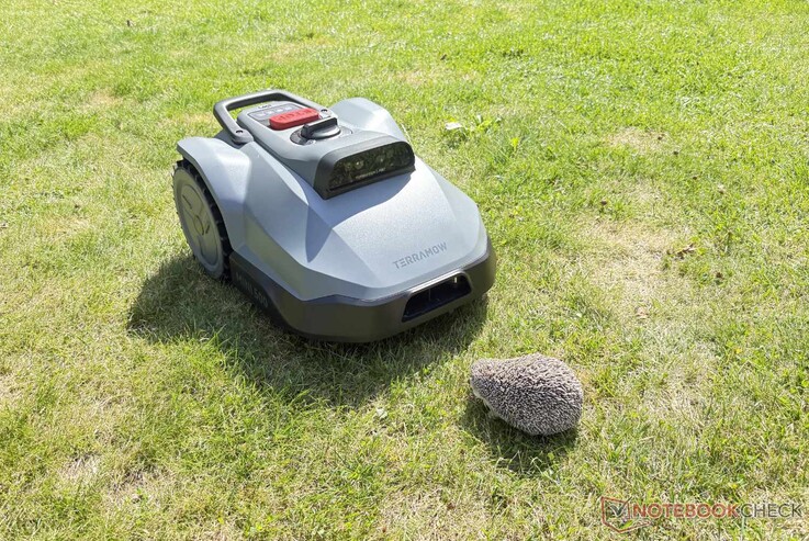 Vid testningen upptäckte TerraMow Mini 500 pålitligt vår konstgjorda igelkott och andra hinder.