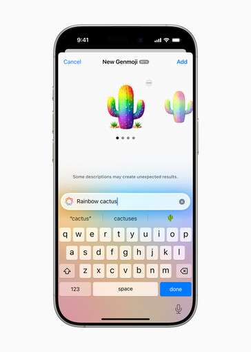 iOS Genmoji-gränssnitt med en genererad 