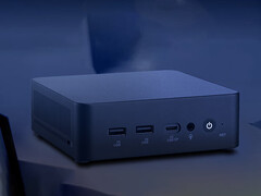 VM61 kan strömförsörjas via en USB-C-port. Bild: en reklambild som visar framsidan av minidatorn.