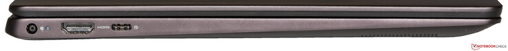 Vänster sida: strömförsörjning, HDMI 1.4, USB 3.1 Gen1 Typ C
