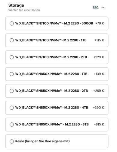 Frameworks SSD-priser fram till igår