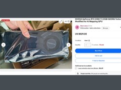 eBay-annonsen för det AI-anpassade grafikkortet Nvidia GeForce RTX 2080 Ti Turbo 22 GB GDDR6
