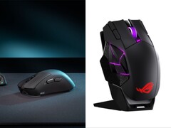 Spelmössen ROG Gladius IV Ace (till vänster) och ROG Spatha X 65K (till höger).