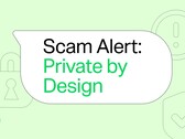 Grön WhatsApp-talbubbla med texten ”Varning för bedrägeri: Private by Design”