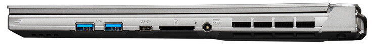 Höger: 2x USB 3.2 Gen 1 (Typ A), USB 3.2 Gen 1 (Typ C), Minneskortsläsare (SD), Nätadapter