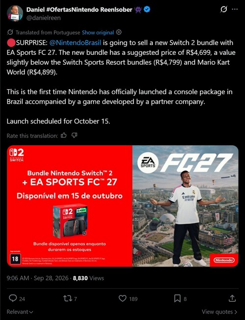 Switch 2 EA Sports FC 27-konsolpaket har presenterats