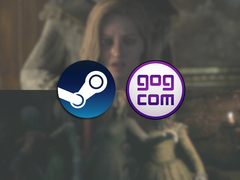 Skärmdumpar från båda Remothered-spelen, med Steam- och GOG-logotyper överst.