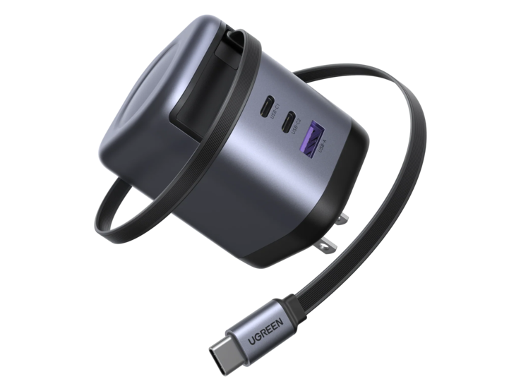 Ugreen Nexode 100W laddare med utdragbar USB-C-kabel. (Bildkälla: Ugreen)
