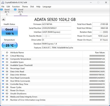 ADATA SE920 kommunicerar via UASP (USB Attached SCSI Protocol)