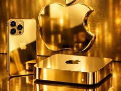Guldpläterade ” Apple ”-produkter som förutspår framtida prisökningar på Apple.