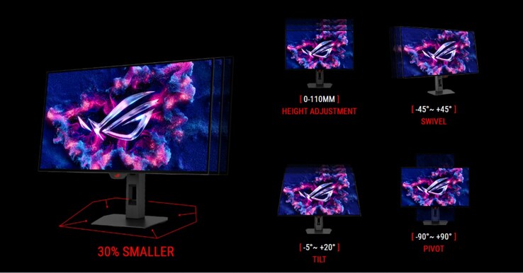 Asus ROG Strix OLED XG27AQDMG Gen2 har ett 30% mindre stativ