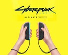 Cyberpunk 2077: Ultimate Edition-logotypen ovanför Switch 2 Joy-Cons (Bildkälla: Nintendo of America med ändringar)