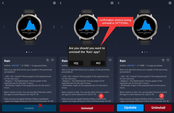 En mock up av en möjlig ny avinstallationsfunktion för Zepp Health-appen. (Bildkälla: Amazfit)