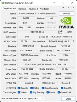 GPU-Z: RTX 3050