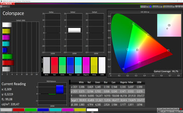 CalMAN: Färgrymd – Adaptiv profil (Standard): DCI-P3 färgrymd som mål