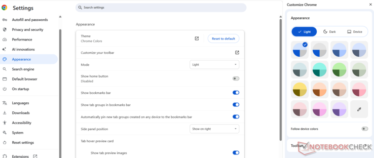 Google Chromes färgalternativ för teman (Bildkälla: Antony Muchiri)