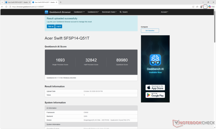 GeekBench AI 1.7 med QNN-backend uppnår högre prestanda för kvantiserade beräkningar än nuvarande lösningar från AMD Zen 5 och Intel Panther Lake