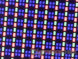 Skarpa RGB-subpixlar från det glansiga överlägget