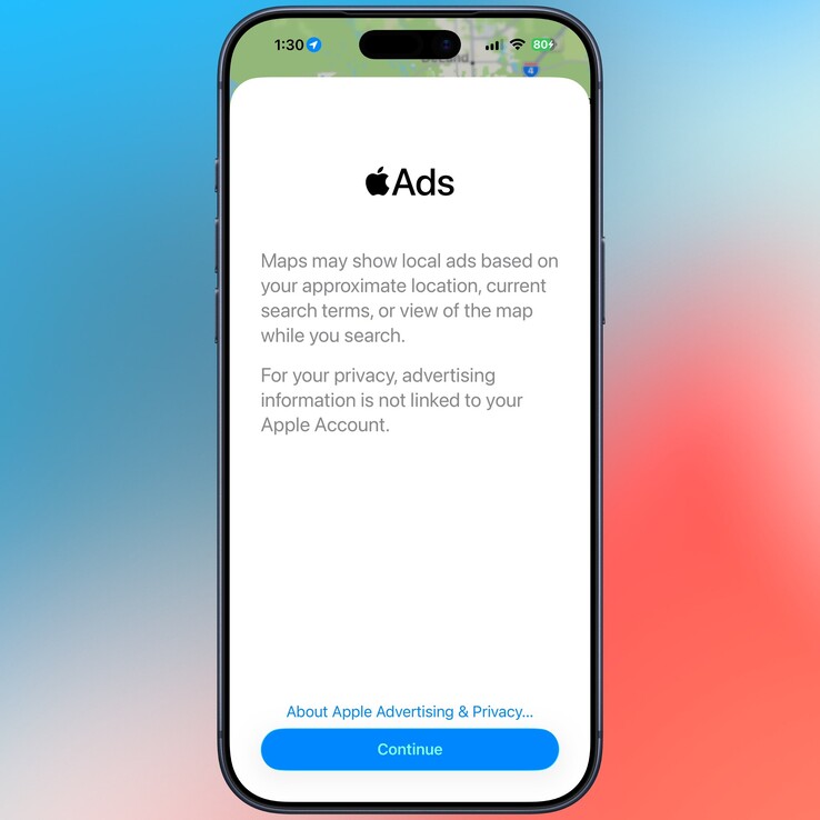 Ansvarsfriskrivning för annonser på Apple Maps