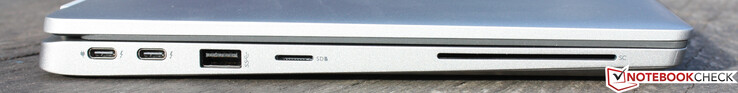 Vänster sida: 2x Thunderbolt Type-C (2x USB 3.2 Gen 2x2 20 Gbps med USB-C Power Delivery och DisplayPort)