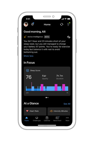 Funktionen Garmin Connect+ Active Intelligence. (Bildkälla: Garmin)
