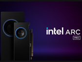 En Intel-cirkulerad rendering av sina ARC PRO Workstation GPU:er