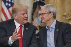 President Donald Trump talking to Tim Cook (AI ChatGPT)