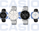 Från vänster till höger, på bilden: Casio MTP-VT06L-1B, MTP-VT06D-7B, MTP-VT06D-1B och MTP-VT06L-7B.